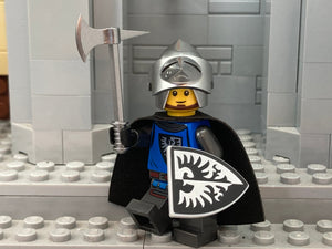 Custom Black Falcon Knight w/Bascinet Helm & Authentic LEGO Prints! (in Original Silver)