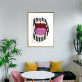 Black White Stripes Lipstick Wall Art