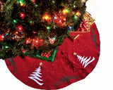 Handcrafted Customizable Christmas Tree Skirt in Red Burlap