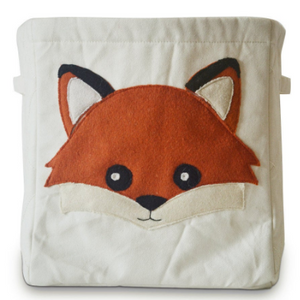 Fabric Storage Bin With Fox Appliqué