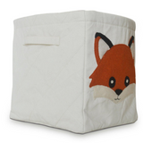 Fabric Storage Bin With Fox Appliqué