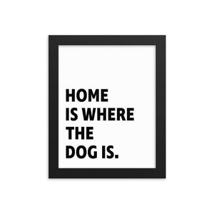 Framed Poster Quote - Home is where the dog is - Custom pet art of your dog or cat by pop-your-pup