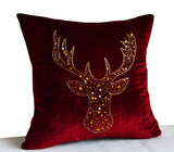 Gold Deer Velvet Pillow Cover