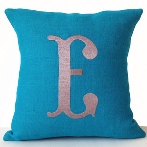 Handmade burlap throw pillows with monogram