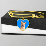 Custom Pet Art - Heart Bangle Bracelet