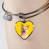 Custom Pet Art - Heart Bangle Bracelet