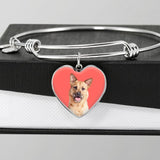 Custom Pet Art - Heart Bangle Bracelet