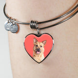 Custom Pet Art - Heart Bangle Bracelet