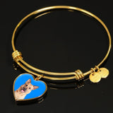 Custom Pet Art - Heart Bangle Bracelet