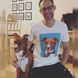 Custom Pet Art Mens V-neck